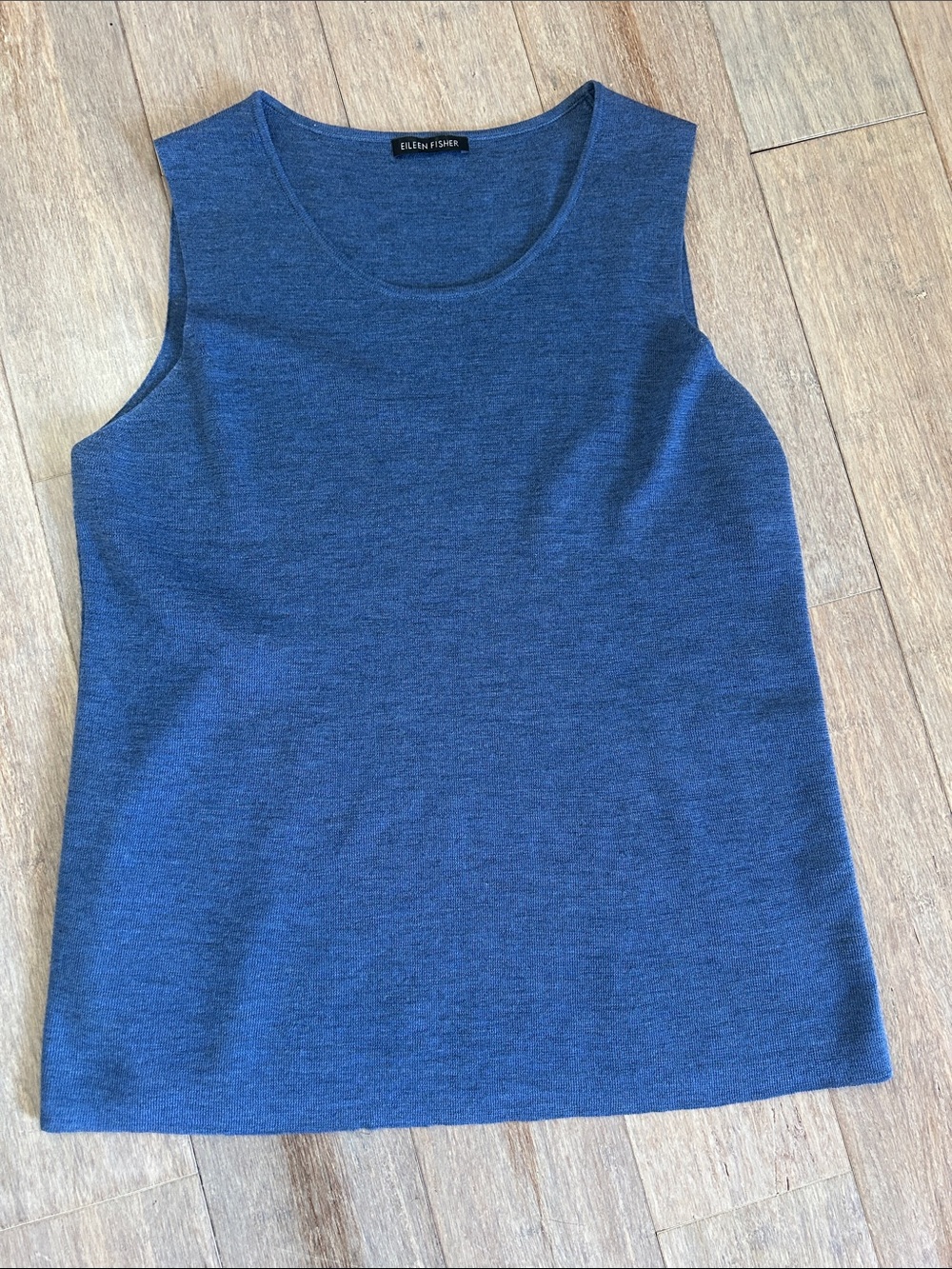 Eileen Fisher Wool Blue Sleeveless Knit sweater